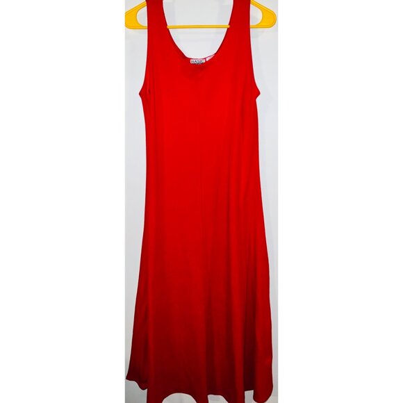 Basic Editions Red Sleeveless Dress Large Cotton & Polyester Blend Long Maxi - Picture 1 of 3